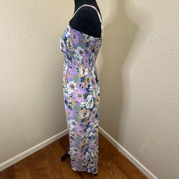 Dokotoo Floral Smocked Maxi Dress Multicolor Square Neck Sleeveless Boho Summer - Picture 4 of 6